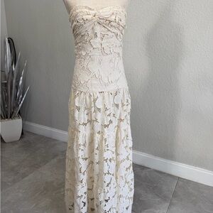 Karina Grimaldi Strapless Cream Lace Dress